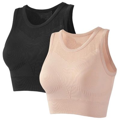 Women's Sports Bras,Women's Medium Support Cross Breathable mesh Back Removable Cup Yoga Sports Bra (Style C,L)