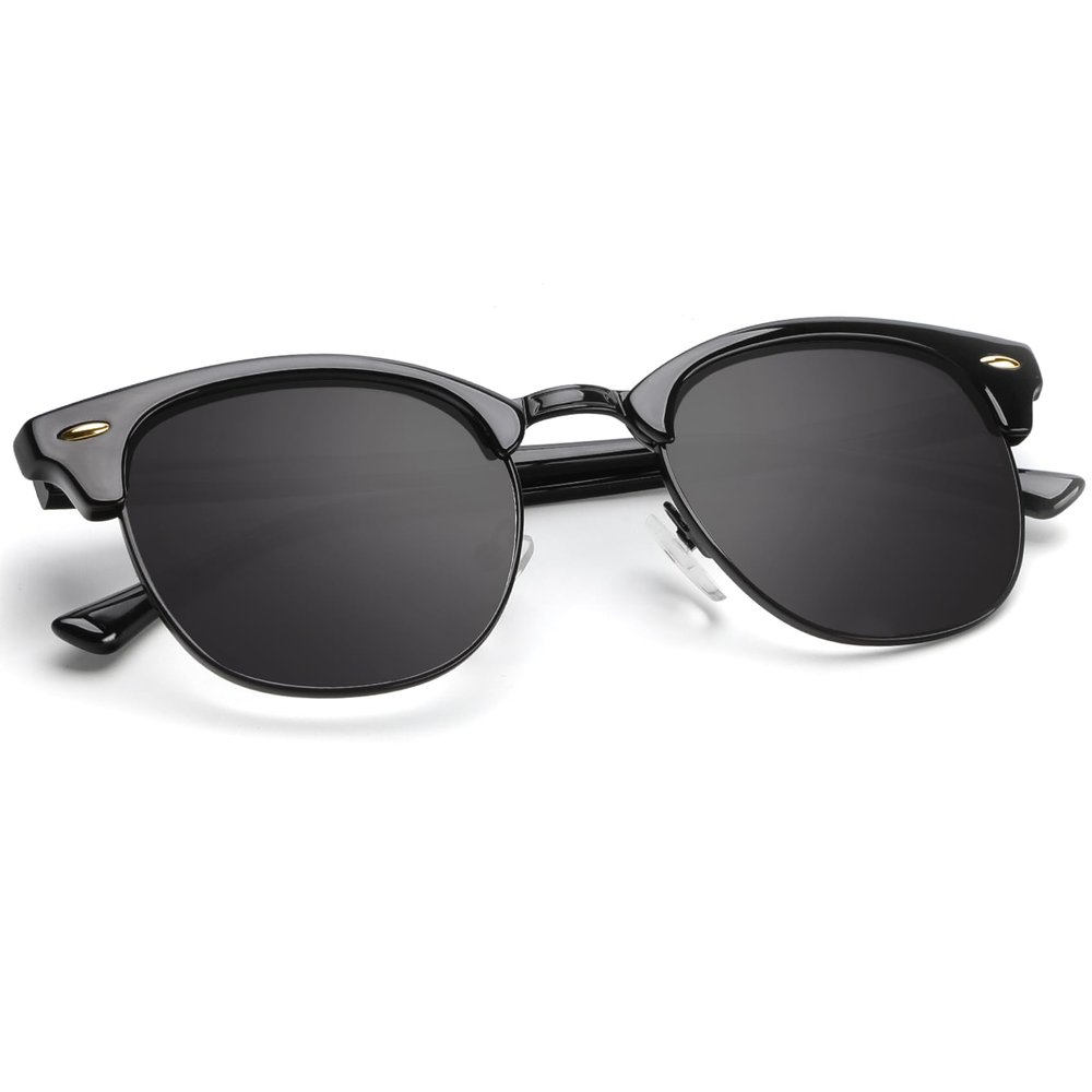 KALIYADI Sunglasses for Men and Women Semi-Rimless Frame with Glass Lens Driving Sun glasses UV Blocking