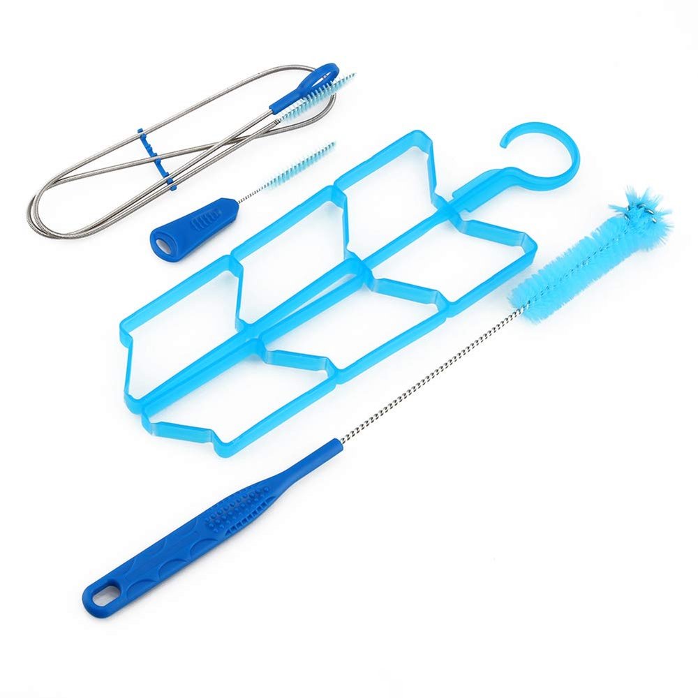 Keenso Water Bladder Cleaning Kit, 4 in 1 Portable Hydration Water Bladder Tube Cleaning Kit Brushes Drying Rack