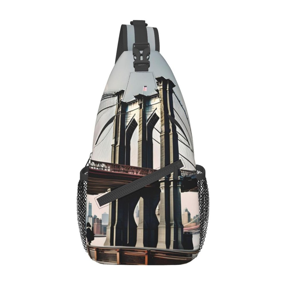 YQxwJL Brooklyn Bridge s Print Sling Backpack, Sling Bag, Crossbody Chest Bag Daypack, for Hiking Travel