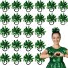 Shappy 24 Pcs 2 Color Mini Pom Poms Hair Ropes for Football Cheerleading 4 Inch Ponytail Holder for Team Spirit Sports Dance Cheer (Green) view 1