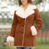 XUNRYAN Winter Faux-Fur Jackets Womens 2024 Casual Sherpa Fleece Coat Long Faux Suede Leather Jackets Cardigan Fuzzy Peacoat view 3