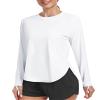 addigi Long Sleeve Workout Tops for Women UPF 50+ Sun Shirt Athletic Running Hiking Shirts UV Protection Outdoor Cooling Clothing White Medium view 1