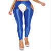 YiZYiF Women's Shiny Glossy 70D Cutout Pantyhose Oil Satin Tights Dance Compression Stockings Cutout Blue A Large view 3