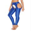 YiZYiF Women's Shiny Glossy 70D Cutout Pantyhose Oil Satin Tights Dance Compression Stockings Cutout Blue A Large view 4