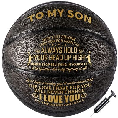 Moactiv Basketball Gifts for Parents for Their Sons - Suitable for Indoor and Outdoor - Personalized Christmas Graduate Day Gifts - Gifts with Love (Black)