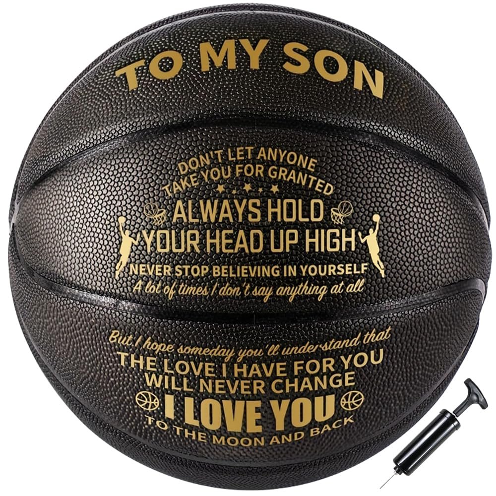 Moactiv Basketball Gifts for Parents for Their Sons - Suitable for Indoor and Outdoor - Personalized Christmas Graduate Day Gifts - Gifts with Love (Black)