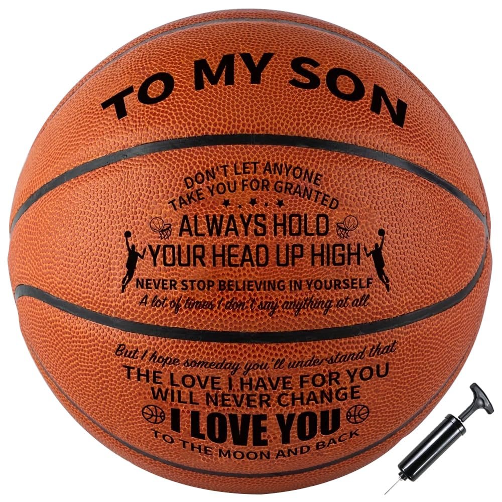 Moactiv Basketball Gifts for Parents for Their Sons - Suitable for Indoor and Outdoor - Personalized Christmas Graduate Day Gifts - Gifts with Love (Orange)
