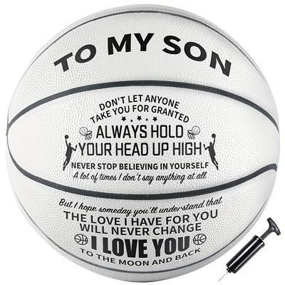 Moactiv Basketball Gifts for Parents for Their Sons - Suitable for Indoor and Outdoor - Personalized Christmas Graduate Day Gifts - Gifts with Love (White)