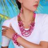Firstmeet Bohemian Multi-Layer Shell Beaded Necklace With Earrings Bracelet Seed Bead Irregular Costume Jewelry for Women(XL-1201-Rose Set) view 3