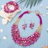 Firstmeet Bohemian Multi-Layer Shell Beaded Necklace With Earrings Bracelet Seed Bead Irregular Costume Jewelry for Women(XL-1201-Rose Set) view 4