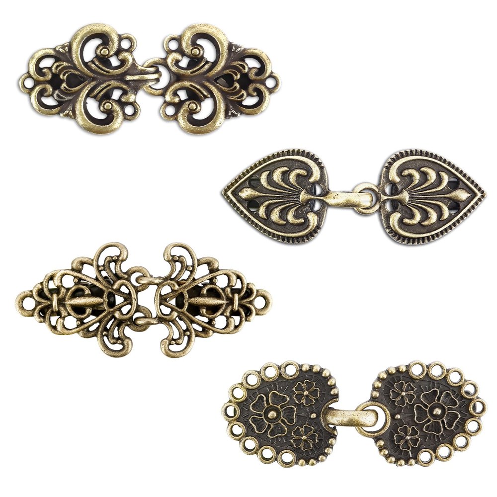 4 Pieces Vintage Sweater Clips to Hold Sweater Together, Dress Clips Back Cinch Shawl Cloak Clasp,Cardigan Scarf Waist Cincher Shirt Brooch Clip for Girl Women,Swirl Collar Clip