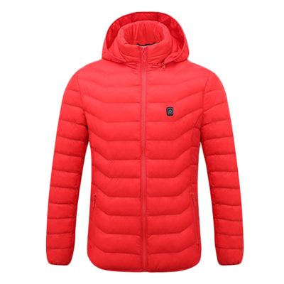 Dressnu Heat insulation jacket men's electric USB thermostat heating cotton jacket Red 9 hot spots 4XL