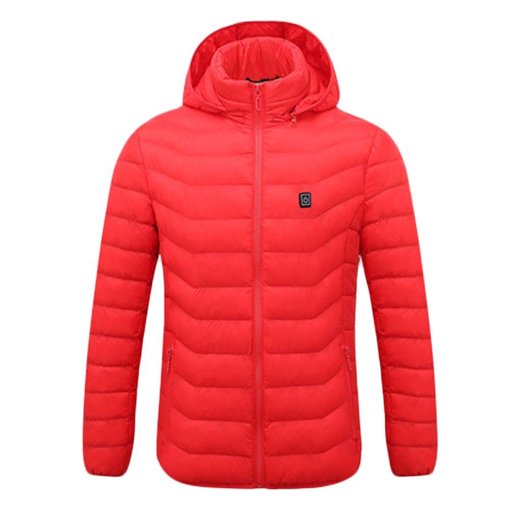 Dressnu Heat insulation jacket men's electric USB thermostat heating cotton jacket Red 9 hot spots 4XL