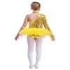 Aislor Kids Girls Sequins Feather Tulle Skirted Leotard Ballet Jazz Latin Dance Jumpsuit Bodysuit Performance Costume Gold 10 Years view 2