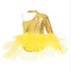 Aislor Kids Girls Sequins Feather Tulle Skirted Leotard Ballet Jazz Latin Dance Jumpsuit Bodysuit Performance Costume Gold 10 Years view 4