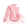 Aislor Kids Girls Sequins Feather Tulle Skirted Leotard Ballet Jazz Latin Dance Jumpsuit Bodysuit Performance Costume Pink 6 Years view 3