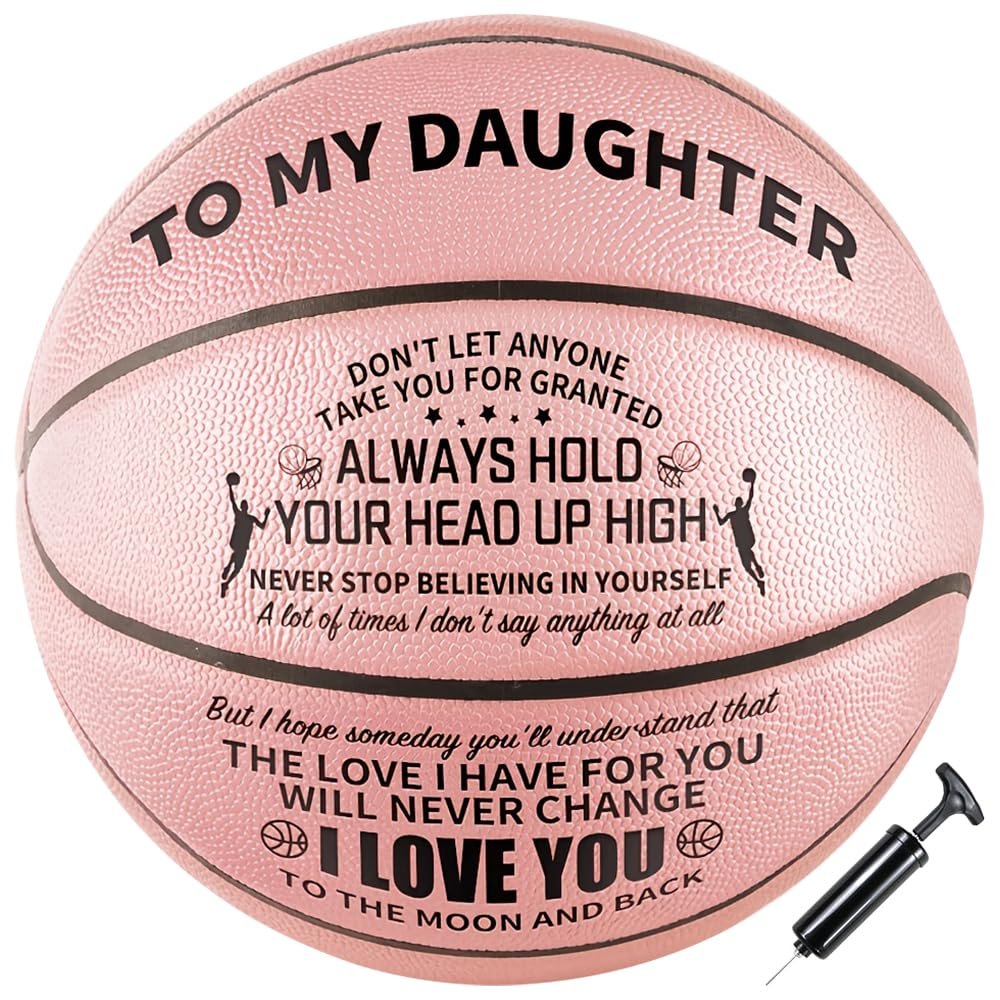Moactiv Pink Basketball - Personalized Graduation Gift for Granddaughters - Official Size 7.29 Inches, 1 Piece