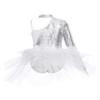 Aislor Kids Girls Sequins Feather Tulle Skirted Leotard Ballet Jazz Latin Dance Jumpsuit Bodysuit Performance Costume Silver 14 Years view 4