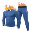 Yuerlian Thermal Underwear for Men Long Fleece Lined Gear Bottom Top Set Base Layer for Cold Weather Sea Blue view 1