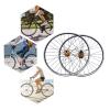 29 Inch Mountain Bike Wheelset, Bike Wheelset, Rim Double 6Hole Disc Brake MTB Wheelset, Aluminium Alloy Quick Release Front Rear Black Bike Suitable 7-12 Speed Cassette(Gold Hub) view 3