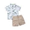 Karwuiio Toddler Baby Boy Summer Clothes Cute Print Short Sleeve T-Shirts Elastic Waist Shorts Set 2 Piece Outfits(Khaki Beach,1-2 Years) view 1