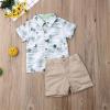Karwuiio Toddler Baby Boy Summer Clothes Cute Print Short Sleeve T-Shirts Elastic Waist Shorts Set 2 Piece Outfits(Khaki Beach,1-2 Years) view 2