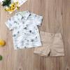 Karwuiio Toddler Baby Boy Summer Clothes Cute Print Short Sleeve T-Shirts Elastic Waist Shorts Set 2 Piece Outfits(Khaki Beach,1-2 Years) view 3