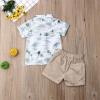 Karwuiio Toddler Baby Boy Summer Clothes Cute Print Short Sleeve T-Shirts Elastic Waist Shorts Set 2 Piece Outfits(Khaki Beach,1-2 Years) view 4