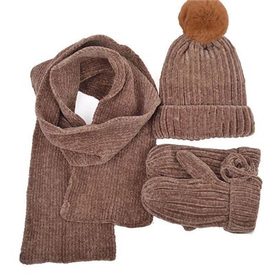 Three-Piece Knitted Hats Scarf Gloves Set Children Hat Autumn Winter Warm Mitten Boy Cap Beanie Sets Kids Caps