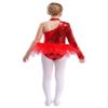 Aislor Kids Girls Sequins Feather Tulle Skirted Leotard Ballet Jazz Latin Dance Jumpsuit Bodysuit Performance Costume Red 14 Years view 2