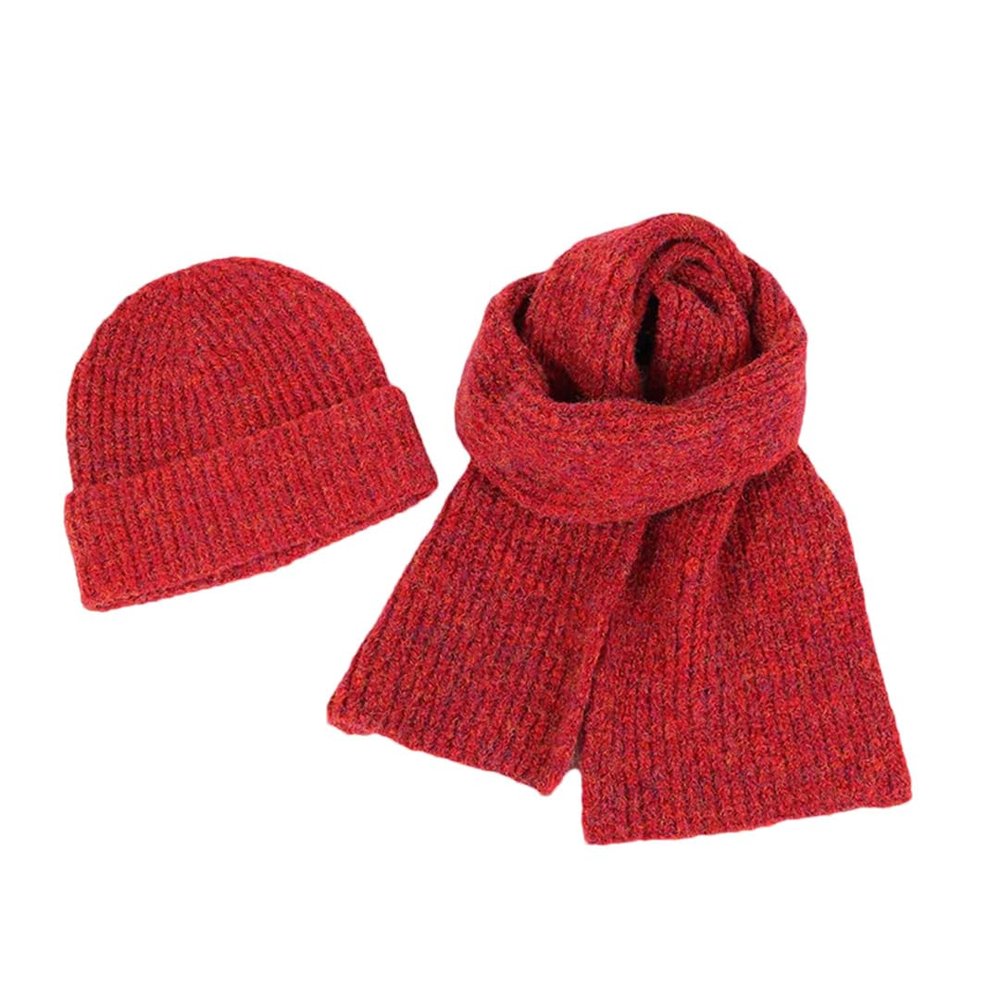 Autumn Winter Children's Hat Scarf Two Piece Set For Boys And Girls Solid Color Knitted Hat Woolen Neck Scarf