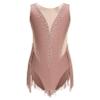 Agoky Kids Girls Tassel Fringe Bodysuit Gymnastics Leotard Sequin Latin Dance Dress Costume Skating Jumpsuit Coffee B 6 Years view 2