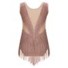 Agoky Kids Girls Tassel Fringe Bodysuit Gymnastics Leotard Sequin Latin Dance Dress Costume Skating Jumpsuit Coffee B 6 Years view 3