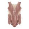 Agoky Kids Girls Tassel Fringe Bodysuit Gymnastics Leotard Sequin Latin Dance Dress Costume Skating Jumpsuit Coffee B 6 Years view 4