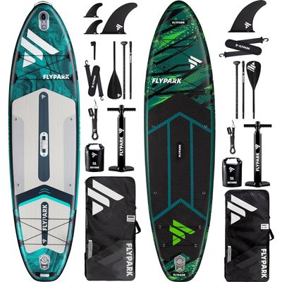 Flypark Standard&Family Bundles11'x34 & 11'x35 Inflatable Stand Up Paddle Boards, All Accessories+2, 116L Backpack, Shoulder Strap, 2-Action Pump