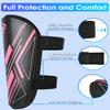 BROTOU Shin Guards Soccer Kids 2-18, Youth Soccer Shin Guards, Adjustable Straps Shin Pads Protection Equipment with Ankle and Leg Calf Protection (M, Black&Pink) view 3