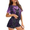 Xhuibop Halloween Black Cat Pajamas Sets for Plus Size Women 3XL Short Sleeve Shirts and Pants 2 Piece Sleepwear Soft Lounge Set with Pockets Ladies Nightwear Outfits view 3