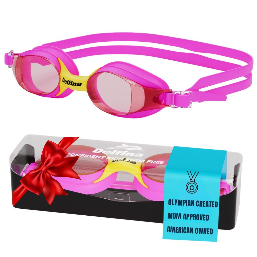 Delfina elfina Toddler Swimming Goggles  2 to 7 Years Old Kids Swim Goggles - Comfortable No Leak Anti-Fog Kids Goggle for Swimming | Boys and Girls Pool Goggle | Pink