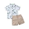 Covvoliy 2Pcs Baby Boys Summer Clothing Sets Cute Letters Print Button Down Shirt+Shorts Outfits Toddler Clothes (Khaki-C, 2-3 Years) view 1