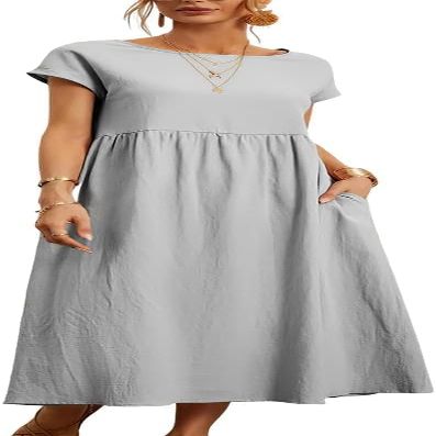 Women's Sexy Cotton Dress Comfortable Summer Beach Dress Casual Daily Dress with Pockets