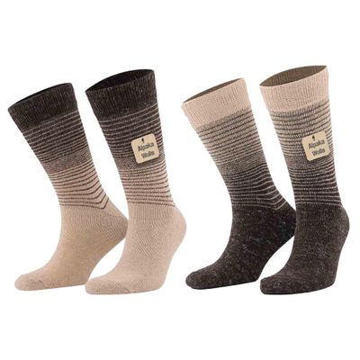 Goonsie Alpaca Wool Socks, Winter Comfort and Warm for Men & Women Alpaca-Merino blend Boot Socks Thermal Cushioned (2 Pairs - Medium - Stripe)