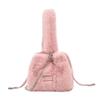 SXLINGDO Plush Bucket Handbag, Drawstring Crossbody Bag, Fluffy Shoulder Tote Bag, Furry Purse for Women Fashion Casual Daypack (Pink) view 1