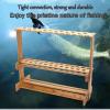 Bamboo Fishing Rod Display Rack Storage Rack Fishing Tackle Shop Display Rack Multi-Functional Display Rack 47 Fishing Tackle Racks, Log Colour view 3