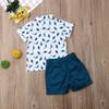 Covvoliy 2Pcs Baby Boys Summer Clothing Sets Cute Letters Print Button Down Shirt+Shorts Outfits Toddler Clothes (Blue-B, 2-3 Years) view 4