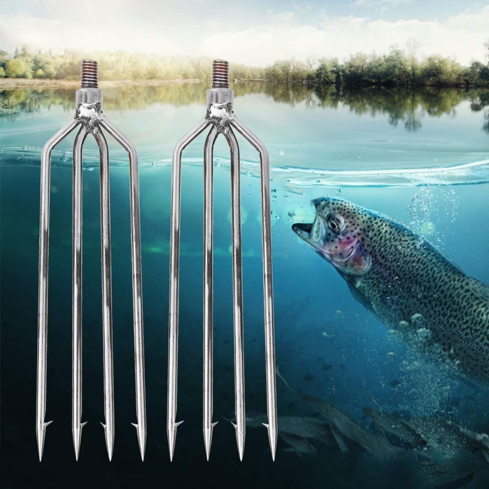 Gavigain 4 Prongs Harpoon Hook Barb,Outdoor Fishing Tackle for Outdoor Fishing Tackle Catching Fish in River Lake Capable Stainless Steel Fishing Spear for Outdoor Tackle