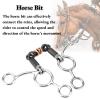 Acouto Horse Bit, Horse Chew Stainless Steel Gag Bit with Black Steel Mouth, Snaffle Bits for Horses Double Jointed Wire Wrapped 5.5 Inch Mouth for Training Equestrian Equipment view 2