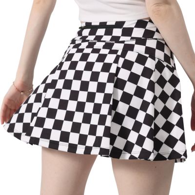 Qpfkw Black and White Checkerboard Women's Skorts Skirts High Waisted Golf Pleated Skirts for Running Pickleball Workout Medium