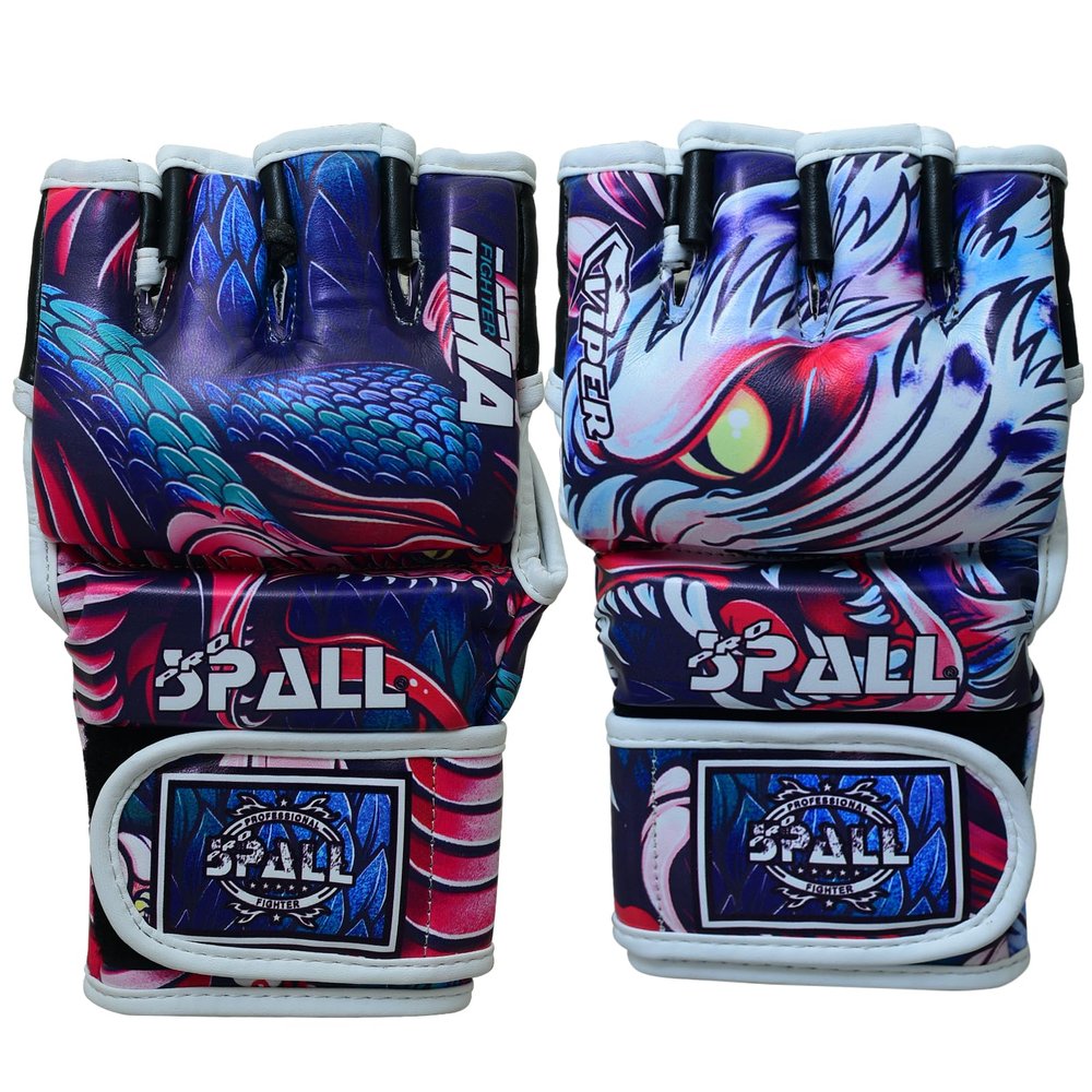 Spall Pro US Muay Thai MMA Boxing Gloves for Men & Women - Pro Training Sparring Punching Gloves - Kickboxing Heavy Bag Workout Leather Boxing Gloves (Viper-Multi, S/M)