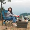 Backyard Expressions Luxury Heated Portable Camp Chair - Blue/Grey - Great for Camping, Sports and The Beach view 2